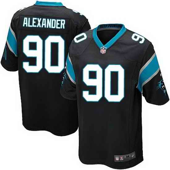 Nike Panthers #90 Frank Alexander Black Team Color Mens Stitched NFL Elite Jersey